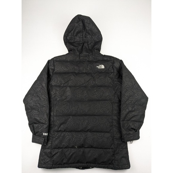 North Face 550 Black Patterned Puffer Coat - Picture 10 of 12